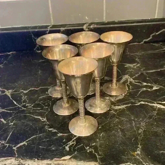 Vintage metal Goblet Chalice Wine Cup Modern Mid  Century Metal Glasses Stemware - Picture 1 of 16